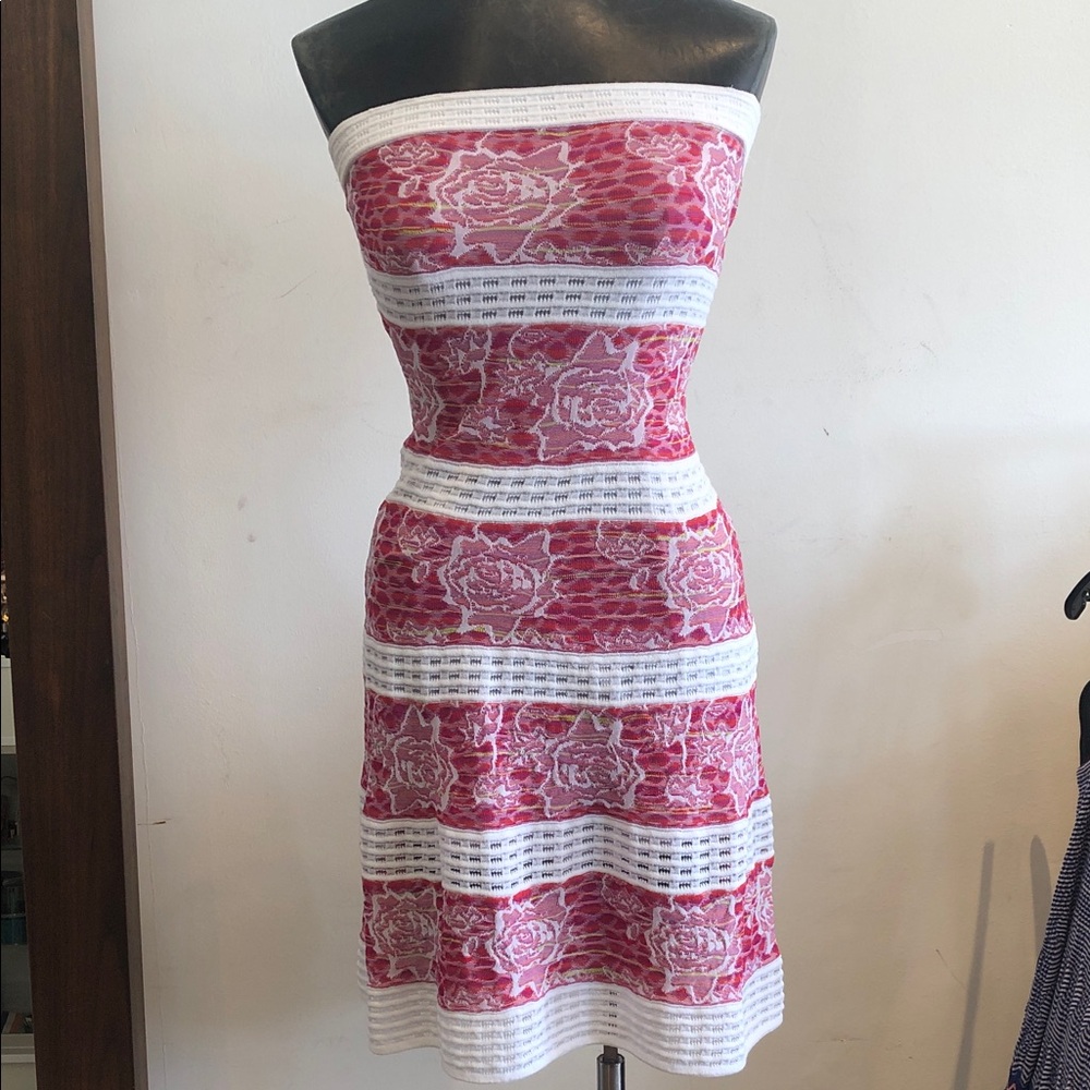 Missoni Strapless Dress in Pink and White